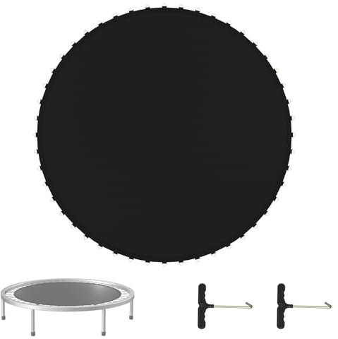 Froadp Trampolin Sprungtuch Ø 203 cm UV-beständige Sprungmatte Ersatzteil mit 48 Ösen und 2 Federspanner für Ø 243 cm | 8 ft Trampoline Sprungmatte für Garten und Outdoor, Schwarz