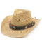 Cazqgoy Chapeau de cowboy chapeau de cowgirl occidental pour femmes hommes chapeau de paille chapeau western chapeau brésilien bohémien panama chapeaux d'été chapeau de soleil chapeau de plage, camel,