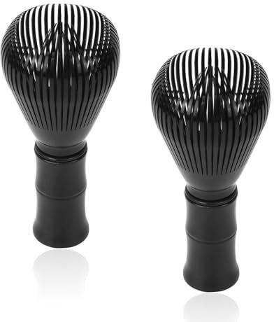 Chaofatchoy Resin Matcha Whisk Set of 2 - Traditional Japanese Style Matcha Stir for Authentic Tea Preparation, Durable Plastic Matcha Brush for Perfect Froth, Suitable Gift for Tea Lovers (Black)