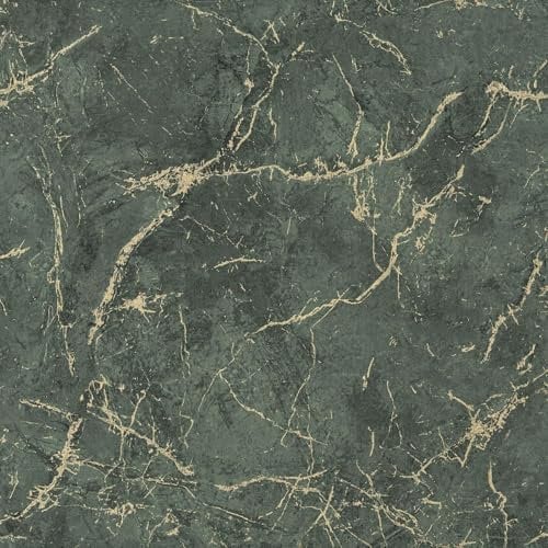Grandeco Textured Vibes Thasoss Realistic Marble Effect Elegant Vinyl Wallpaper Emerald Green for Living Rooms, Contemporary Bedrooms, Hallways A78002