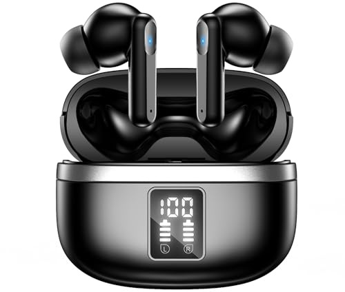 JBMI Wireless Earbuds Bluetooth Earphones, 60H Deep Bass Ear Buds with 4 Noise Cancelling Microphone, IPX5 Waterproof in Ear Headphones for iPhone Android Sports Gaming Usb C (Mulit Black)