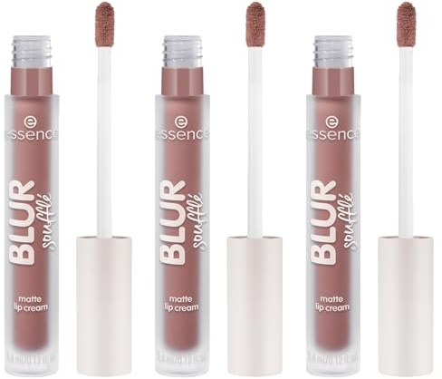 essence BLUR soufflé matte lip cream, Lippenstift, Nr. 02, Nude, matt, vegan, ölfrei, ohne Parabene, ohne Mikroplastikpartikel, 3er Pack (3x3.6ml)