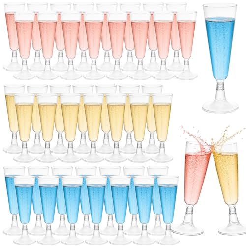 Hustge 30 Stück Sektgläser Plastik, 160ml Sektgläser Kunststoff, Mehrweg Champagner Gläser, Champagnergläser Weingläser Mimosa für Hochzeiten, Partys, Geburtstag, Abendveranstaltungen