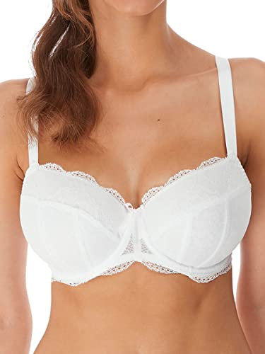 Freya Women's Fancies Underwire Padded Half Cup Bra Bra, White, 34D, White, 34D