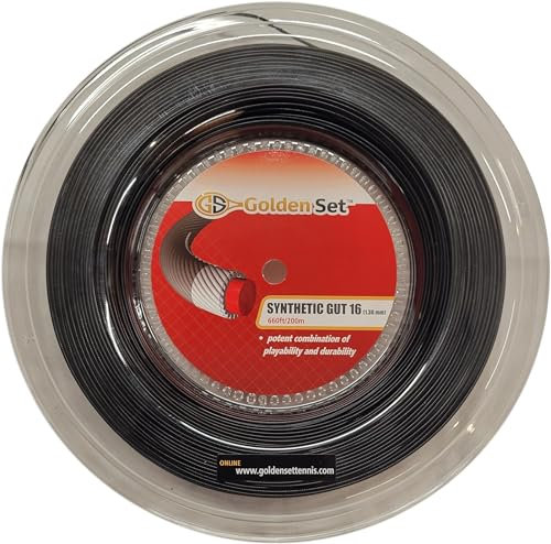 Golden Set Synthetischer Darm, 16 g (1,30 mm), Spule (200 m), Tennissaite (schwarz)