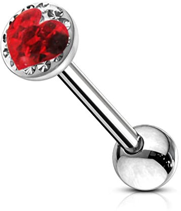 Coeur Rouge ?poxy Couverts Multi Crystal Pierre 14 jauge chirurgicale Straight Barbell Langue Barre Acier Bijoux Piercing