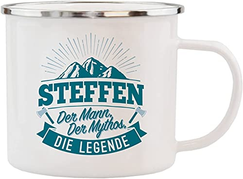 History & Heraldry Echter Kerl - Emaille Becher Steffen - individuelle und personalisierte Tasse mit Name und Spruch