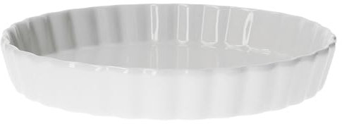 Van Well Quiche-Form rund, Ø 205 mm, H 30 mm, wellige Auflaufform aus Porzellan, hitzebeständig, runde Kuchenform, Geschirr weiß, Kochen + Backen