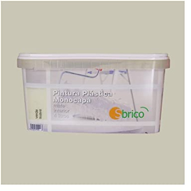 Sbrico Pintura Plástica Monocapa - Color Verde con Acabado Mate de Secado Rápido, Alto Rendimiento (10m2/L) y Muy Fácil Aplicación, Cubeta de 4 Litros