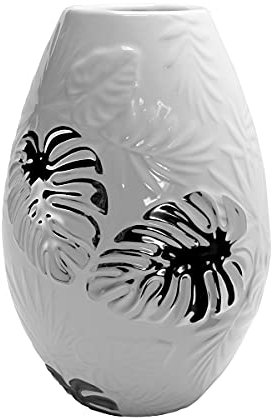 GILDE Vase bauchig Putumayo weiß/Silber Länge 12,5 cm Breite 12,5 cm Höhe 20,0 cm 47032