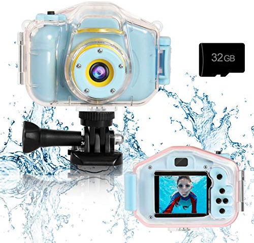 Agoigo Kids Waterproof Underwater Camera Toy for Boys Girls Ages 3-12, Blue