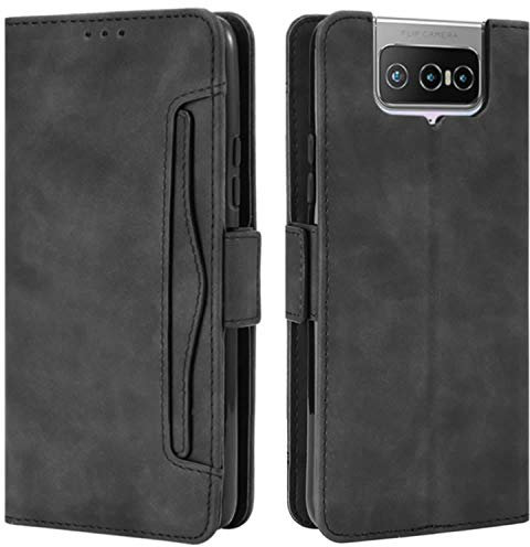 HualuBro Cover per ASUS Zenfone 7 ZS670KS, Flip Cover a Libro in Premium PU Pelle Magnetica Antiurto Case Portafoglio Custodia per ASUS Zenfone 7 ZS670KS Cover - Nero
