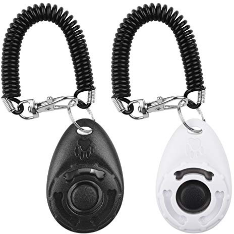 Diyife Clicker Chien Dressage, Lot de 2 Clickers pour Chien, Grand Bouton | Clicker Chat, Dressage Chien, avec Dragonne élastique, Professionnel pour Chat, Chien, Cheval, Behavior Conditioning
