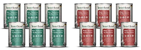 Venandi Animal Premium Nassfutter für Katzen, Pute als Monoprotein 6 x 400 g, getreidefrei und naturbelassen, 2.4 kg & Premium Nassfutter für Katzen, Huhn als Monoprotein, 6 x 400 g, 2.4 kg