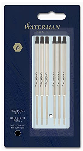 Waterman Ballpoint Pen Refills | Medium Point | Black Ink | 6 Count