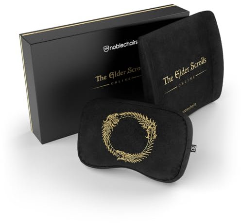 noblechairs Memory Foam Kissen-Set The Elder Scrolls Online Edition, Kissen für Gaming Stuhle, Ergonomisch kissenstuhl, Stuhl Kissen mit Lendenwirbelstütze