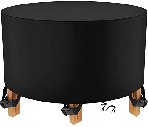 DKHLYB Abdeckung für Gartenmöbel Rund Multi Größe 600D Oxford Abdeckung Gartentisch Wasserdichtes Winddicht Abdeckhaube Gartenmöbel, Schutzhülle für Runder Gartenmöbel Gartentisch D x H Ø 290x150cm