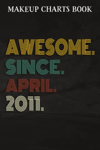 Makeup Charts Book :Awesome Since April 2011 11 Years Old 11th Birthday Gift: Gifts for Sister:Makeup Eyes and Face Charts Model Size 6x9 110 Blank ... to ... Design (Makeup Artists Portfolio N