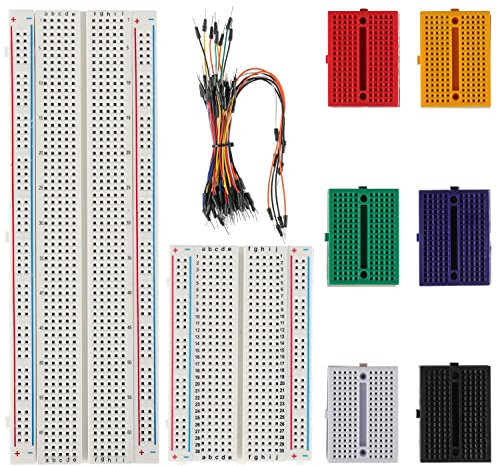 BOJACK 1Pcs 803 Tie Points and 1 Pcs 400 Tie Points Solderless Breadboard and 65 Pcs Flexible Breadboard Jumper Wires and 6PCS 170 Points Mini Solderless Breadboard