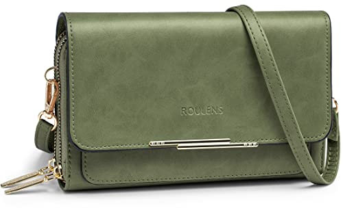 Roulens Klein Handy Umhängetasche,Damen Kleine Umhängetasche,PU Leder Crossbody Schultertasche Reisepass Handytasche mit Kartenschlitz Verstellbar Abnehmbar Schultergurt
