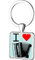 Schlüsselanhänger, Motiv: Liebesmusik, Akkordeon, Kunst, Bild, quadratisch, Glas, Musikinstrument, Foto-Schlüsselanhänger, Schmuck, Schlüsselhalter, braun, 25