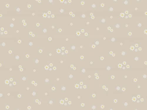 Doppelter Baumwollstoff, Meterware, Taupe mit Blumen, Meterware