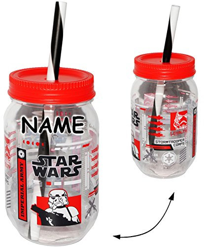 alles-meine.de GmbH 1 Stück Trinkbecher/Trinkflasche - mit Strohhalm & Deckel - incl. Name - Star Wars - Stormtrooper/Imperial Army - 550 ml - ZAK ! - Getränkebecher - ..