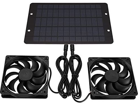 AIDNTBEO Solar Exhaust Fan Ventilation Fan Exhaust Fan for Poultry House Greenhouse Solar Powered Dual Fan Air Extractor Outdoor Ventilation Equipment