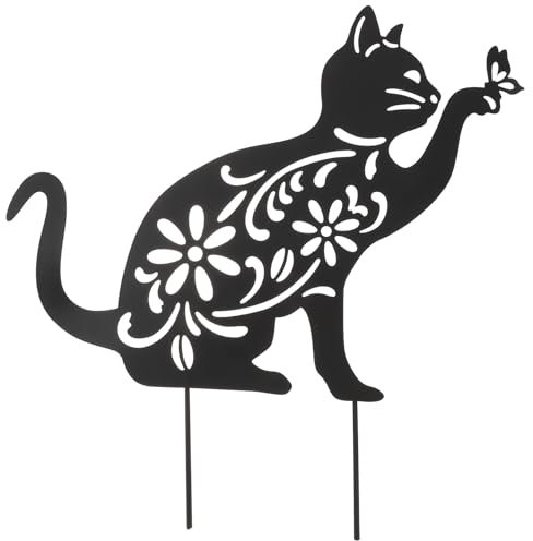 BESPORTBLE Black Cat Plants Decor Garden Ornament Decorative Metal Stakes for Yards Gardens Animal Lawn Decoration