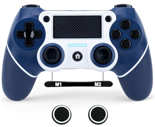 DuLingKer Inalámbrico Mando Compatible con PS4 Pro Slim, Bluetooth Mando con Vibración Dual, Giroscopio 6 Ejes, Turbo, Batería 1000mAh, Touch Pad, Audio, M1/M2, Gaming Mando Compatible con PS4
