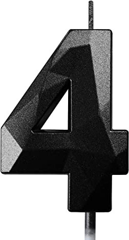 Deratta 4er-Pack Metallisch Glitzernde Geburtstagskerzen Zahlen 0-9, Schwarz, Unparfümiert, Kerze für Torte und Cupcakes