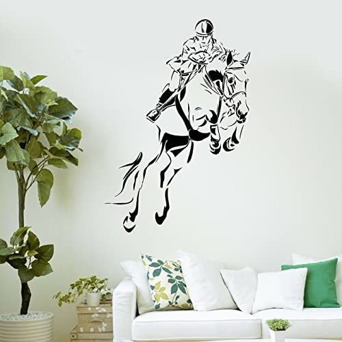 Reitsport Wand Aufkleber Jockey Reiter Wand Gips Vintyl Kunst Wandbild Schlafzimmer Wohnzimmer Dekoration Design 63X43 CM