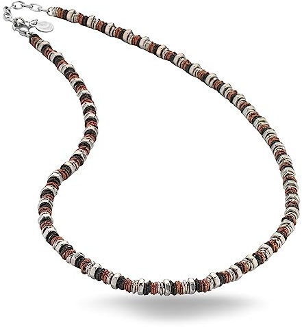 inSCINTILLE Collana Uomo Acciaio Inossidabile con Rondelle e Bulloni, Lunghezza Regolabile 48-53cm con Confezione Regalo