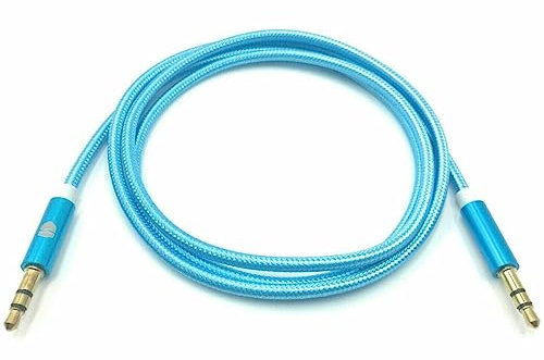Aux Cable, 3.5mm Male Stereo Jack To Jack Audio Cable, Aux Cord Lead, Nylon Braided Aux Lead For Car, Home Stereos, Headphone, Samsung, MP3 Player, Smartphone, Laptop, (Blue)
