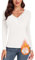 WOWENY Thermal Underwear Womens Long Sleeve Tops Warm Ladies Thermal Tops Vests Winter Base Layers Shirt Slim Fit White L
