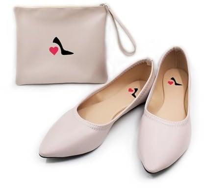 Ladies Roll Up Shoes Ideal for Weddings, Races Nights Out 2 Colours (Ivory, UK Footwear Size System, Adult, Women, Numeric, Medium, 5)