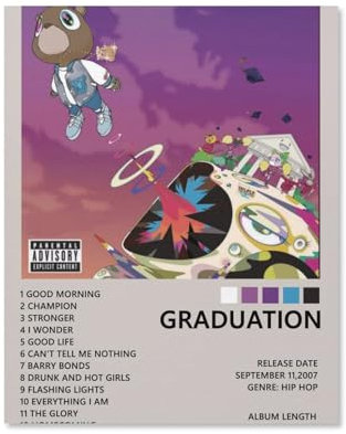 EKoKim Kanye West Graduation Album Poster Dekorative Malerei Leinwand Wandposter und Kunstdruck Modern Familie Schlafzimmer Dekor Poster 20 x 25 cm
