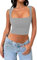 Cuptacc Tank Top Damen Y2K Bauchfreies Oberteil Square Neck Sexy Top Sleeveless Gym Basic Cropped Top Grau Mittel M 38-40