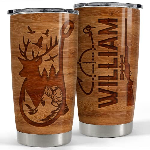 Mug Isotherme 590ml Gobelet De Voyage Isotherme Tasse De Voyage Isolée Pour Maman Papa Collègue Gobelet De Chasse Personnalisé Pêche Et Chasse Amour Personnaliser Nom Dessin En Bois