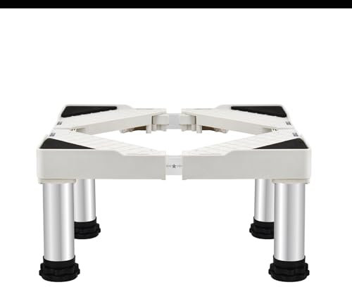 Waschmaschine Sockel, Verstellbare Waschmaschinen Untergestell Länge 50-75cm Breite 42-65cm Höhe 29-32cm Sockel Bärenlast 200kg, Waschmaschine Sockel 4 Fuß für Trockner Waschmaschine Kühlschrank WeiB