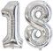 Vthoviwa 32 Zoll Luftballon Zahlen 18/81 silber, Number Luftballon 18/81. Geburtstag Foil Ballon, 0123456789,10-19,20-25,30,40,50,60,70,80,90, Folienballon 18/81 Party Dekoration