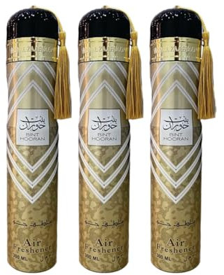 Bint Hooran Air Freshener Spray 300ml | Pack of 3 - Bint Hooran Room Air Freshener | Lemon, Saffron, and Sandalwood Fragrance | Bint Hooran Air Freshener Made in Dubai by Sapphire’s choice
