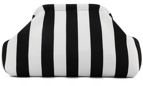 EVEOUT Knödel Clutch für Damen Gewebte Häkelarbeit Strand Urlaub Handtasche Stilvolle gestreifte Tasche für Abendessen Party