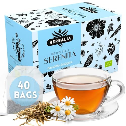 HERBALIA - Tisane Relaxante ‘Sérénité’ en Sachets, Coffret d'Infusion Relax de 40 Sachets Sans Agrafes, 60 g (Tilleul, Verveine, Réglisse, Camomille) - Infusion de la Sérénité