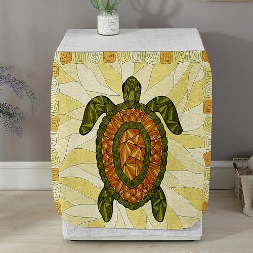 Highdi Housse de Protection pour Machine à Laver - Chargement Frontal Housse La Poussière avec Ouverture Frontale pour Linge Domestique (Capacité L 10.5~12KG,Tortues de mer 5)