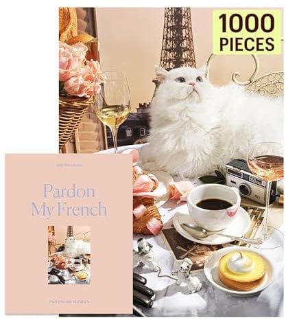 Piecework Puzzles Pardon My French 1000 Piece Puzzle for Adults, Challenging Jigsaw Puzzle Parisian Inspired Imagery, Soft-Touch Puzzle Gift - 19.25 x 26.6 inches