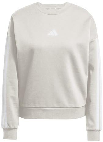 adidas Femme Essentials 3-Stripes Fleece Sweatshirt, Wonder Alumina/White, M