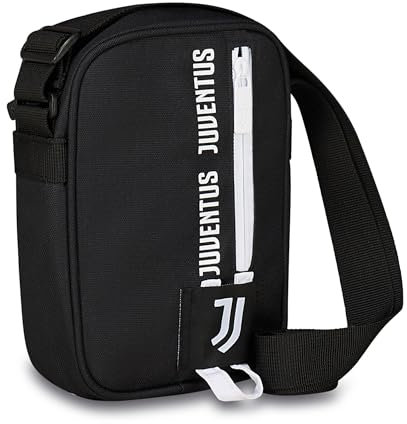 Seven Juventus Umhängetasche für Kinder und Jugendliche, Weiß Schwarz, verstellbarer Schultergurt, Sport und Freizeit