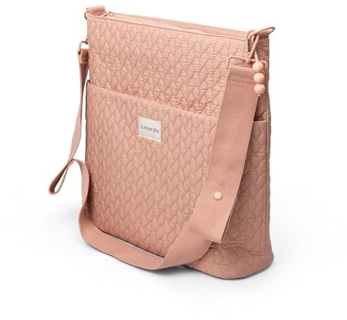 Suavinex, Bolso Maternidad Tote Bag, Bolso Carro Bebé de Gran Capacidad, Asas Ajustables al Carrito, Cierre de Cremallera, Ideal Silla Paseo, Impermeable, con Bolsillos Interiores, Rosa