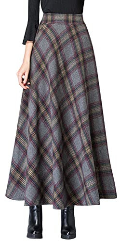 Gonne in tweed da donna UK | Gonna a quadretti blu da donna Gonna scozzese retrò Gonna a quadri a vita alta Gonna a quadri Vestibilità ampia Gonna lunga Elegante gonna lunga classica Gonna midi con